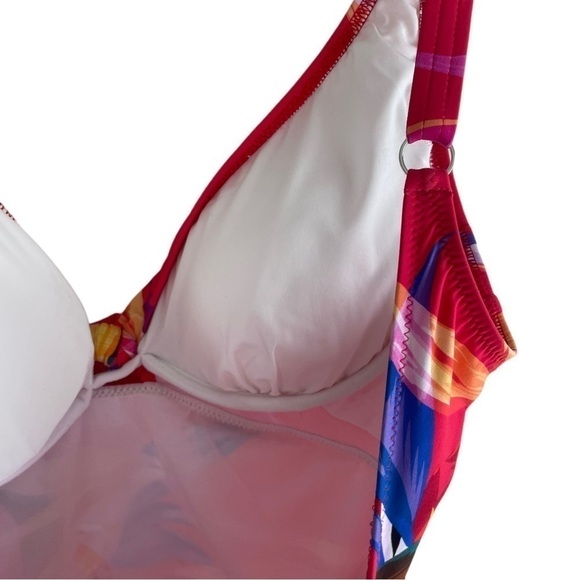 Gottex Paradise V-Neck Floral One Piece 14 Pink Swimsuit - Picture 7 of 9